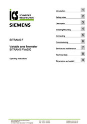 Siemens SITRANS FVA250 Operating Instructions Manual