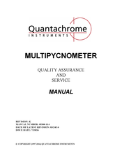 QUANTACHROME INSTRUMENTS MULTIPYCNOMETER Manual