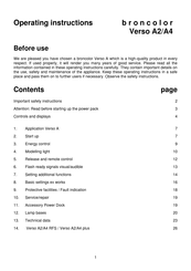 Broncolor Verso A4 plus Operating Instructions Manual