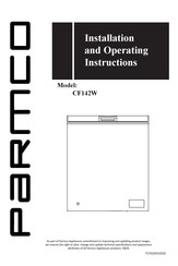 Parmco CF142W Installation And Operating Instructions Manual