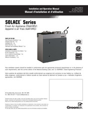 Greentek SOLACE Series Installation And Operation Manual