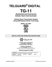 Telguard Digital TG-11 Installation And Operating Instructions Manual