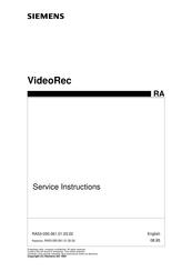 Siemens VideoRec Service Instructions Manual