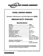 DeVillbiss Air Power Company STEEL DRIVER Series Operation, Maintenance And Parts Manual