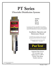 PurTest PT-8 Installation, Operation And Maintenance Manual