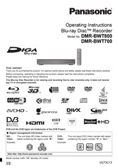Panasonic DMR-BWT800 Operating Instructions Manual