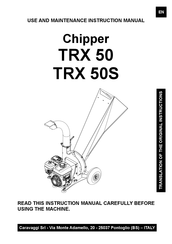 Caravaggi TRX 50S Use And Maintenance Instruction Manual