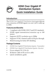 SIIG HDMI Over Gigabit IP Distribution System Quick Installation Manual