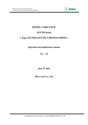 MIWA V3HTMA Operation And Maintenance Manual