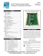 Alpha Communications TekTone NC377 Installation & Operating Instructions Manual