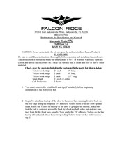 Falcon Ridge KAW-SX-SDK01 Instructions For Installation And Care