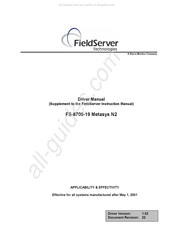 FieldServer Metasys N2 FS-8700-19 Manual