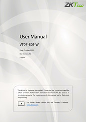 ZKTeco VT07-B01-W User Manual