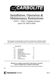 Bibby Sterilin CARBOLITE CSF 12/3 Installation, Operation & Maintenance Instructions Manual