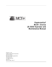 Haemonetics MCS+ Operator And  Maintenance Manual