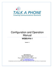 Talk-a-Phone WEBS-PA-1 Configuration And Operation Manual