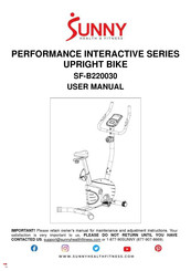 Sunny Health & Fitness PERFORMANCE INTERACTIVE SF-B220030 User Manual