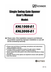 Kenner KNL100E-01 User Manual