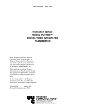 Wegener DVT2000 Instruction Manual