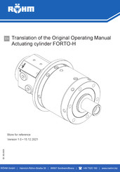 Rohm FORTO-H 85 Translation Of The Original Operating Manual