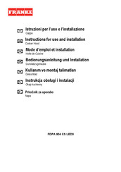 Franke FDPA 904 XS LED0 Instructions For Use And Installation