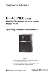 Sumitomo Drive Technologies P1-PN Operating And Maintenance Manual