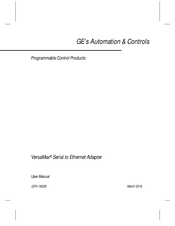 GE VersaMax IC200SET001 User Manual