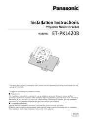 Panasonic ET-PKL420B Installation Instructions Manual