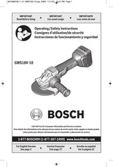 Bosch GWS18V-10B14 Operating/Safety Instructions Manual