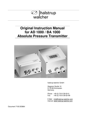 halstrup-walcher AD 1000 Original Instruction Manual