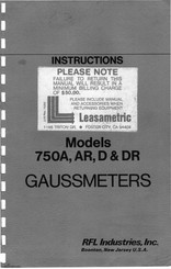 RFL 750A Instructions Manual