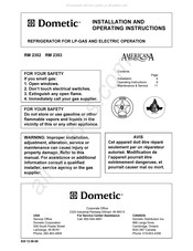 Dometic rm 2353 Installation And Operating Instructions Manual