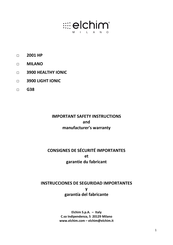 elchim 3900 LIGHT IONIC Instructions Manual