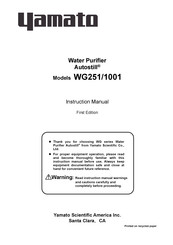 Yamato Autostill WG251/1001 Instruction Manual