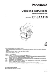 Panasonic ET-LAA110 Operating Instructions Manual