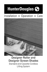 Hunterdouglas Designer Roller Shades Installation Operation Care
