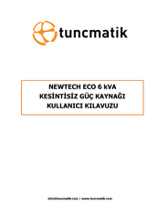Tuncmatik NEWTECH ECO 6kVA User Manual