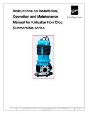 KIRLOSKAR Non Clog 32/16QT Instructions On Installation, Operation And Maintenance Manual