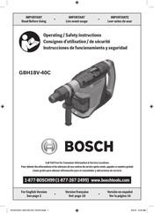 Bosch GBH18V-40C Operating/Safety Instructions Manual
