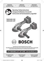 Bosch GWX18V-13P Operating/Safety Instructions Manual