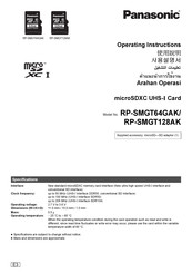 Panasonic RP-SMGT64GAK Operating Instructions Manual