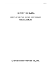 Daiichi Electronics FWVTT2-92A-33 Instruction Manual