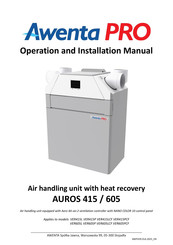 Awenta PRO AUROS 415 Operation And Installation Manual