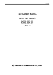 Daiichi Electronics WVTT2-92A-33 Instruction Manual