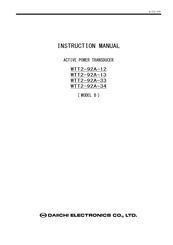 Daiichi Electronics WTT2-92A-33 Instruction Manual