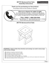 Μ-Dimension Bentwood End Table 8777E Assembly Instructions