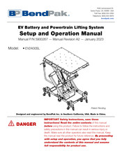 BendPak EV2400SL Setup And Operation Manual