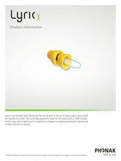Phonak LYRIC3 Product Information