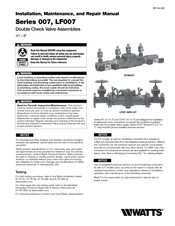 Watts 007 Series Instruction, Installation, Maintenance And Repair Manual