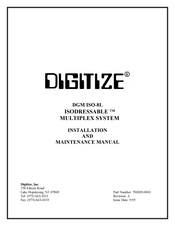 DIGITIZE ISODRESSABLE DGM ISO-8L Installation And Maintenance Manual